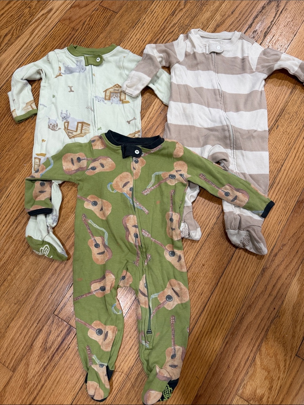Burt’s Bees 3-Piece Baby Footed Pajama Set - Guitar & Neutral Prints
